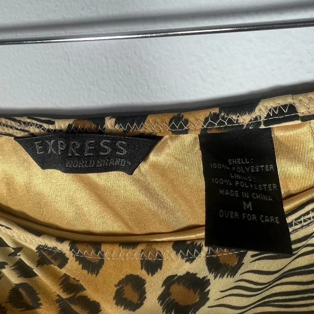 Express Y2K Mixed Animal Print Knee Length Midi Skirt Medium